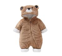 Combinaison de Neige Bébé Fille Garçon en Peluche de Couleur Unie avec Poches Manteau Épais Barboteuse Coupe-Vent en Doux Coton, Lavable en Machine Bébé Animal Barboteuse Tout-Petit