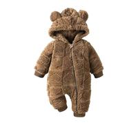 Combinaison de Neige Bébé Fille Garçon Ours Oreille Fermeture éClair Chaud Grenouillères Manteau Pyjama Jumpsuit Doux et Léger, et Entre Jambes Pratique Manteau Combinaison Polaire Bebe