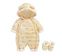 Combinaison de Neige d'hiver pour Bébé Rompers Enfant Jumpsuit Automne Hiver Manches Longues Barboteuses Pyjamas Combinaisons Flanelle Oreilles Animal GrenouillèRe Garçon Fille 3-6 Mois