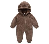 Combinaison de Neige d'hiver pour Bébé Rompers Infantile BéBé GarçOns Filles Ours Oreille Capuche Combinaison Polaire Fermeture éClair Barboteuse Footie Chaud Body De Neige Hiver SurvêTement