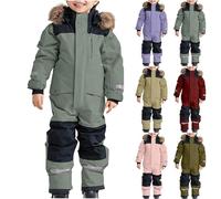 Combinaison de Neige Enfants Garçons Fille Combinaison de Ski Thermique Hiver Combinaisons Neige bebe Combinaisons Waterproof Coupe-Vent avec Capuche Jumpsuit Softshell d’Extérieur Multisports
