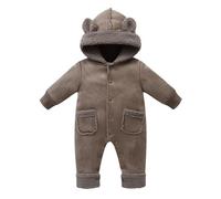 Combinaison de Neige pour bébé en Polaire Ours Oreille Fermeture éClair Chaud Grenouillères Manteau Pyjama Jumpsuit Coton Super Doux avec accès Facile Bébé Animal Barboteuse Tout-Petit