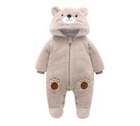 Combinaison de Neige pour Nouveau-né Fermeture éclair - à Manches Longues Pyjama Rompers Salopette One-Piece volantées Onesies Floral Bowknot Body Bébé Grenouillères avec Bonnet