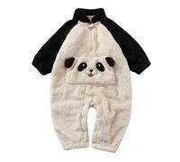 Combinaison de Neige pour Nouveau-né Une pièce à Manches Longues Ours Oreille Grenouillère Vêtement d'extérieur avec Pieds Et Ouverture Pratique Pyjamas Longs pour Enfant en Coton