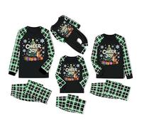 Combinaison de Noël assortie pour la famille avec motif renne de Noël pour couples - Pyjama de vacances tendance - Ensemble assorti « Merry Christmas My and Me 2025 », Vert, 7-8 ans