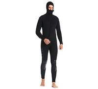 Combinaison de plongée 5 mm pour homme - Combinaison de chasse épaisse et chaude à capuche - Équipement de natation d'hiver - Combinaison de surf (Couleur : noir, taille : L)