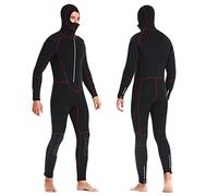 Combinaison de plongée 5 mm pour homme - Combinaison de chasse épaisse et chaude à capuche - Équipement de natation d'hiver - Combinaison de surf (Couleur : rouge, taille : XXL)