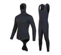 Combinaison de plongée Combinaison de Camouflage 3mm, Manches Longues, Fission à Capuche, 2 pièces en néoprène Submersible for Hommes, Garde au Chaud, plongée sous-Marine(3MM-WMT087-Black,S)