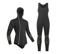 Combinaison de Plongée pour Homme Combinaison de plongée en néoprène 5mm for Hommes, 2 pièces, Hauts à Capuche et Gilet, Surf, Natation Chaude(XXL185-195cm90-100kg)