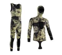 Combinaison de Plongée pour Homme Combinaison de plongée Profonde for Hommes, Chaude, résistante au Froid, 3~5MM, Une pièce, Motif Camouflage en apnée Gratuit(3MM Coral Gray,XXL)