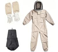 Combinaison de Protection Apicole en Polyester , Ensemble Complet avec Cagoule Détachable Respirante, Gants et Cage de Collecte ,poignets élastiques,Équipement Professionnel pour Apiculteurs (XL)