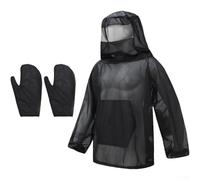 Combinaison de protection apiculture, extérieur en maille respirante avec capuche, masque et gants de protection (D)