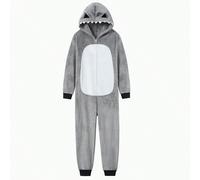 Combinaison de pyjama à capuche en peluche de requin pour hommes, hiver L,M,S,XLCartoon,Blocs de couleurÉtoffe