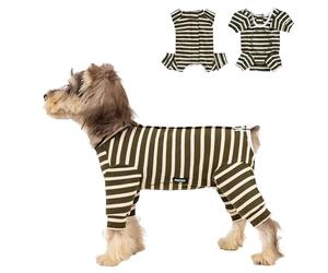 Combinaison de Récupération pour Chiens après Chirurgie,Combinaison à Manches Longues pour Chiens après Stérilisation,Pyjama pour Petits et Moyens Chien,Protection des Plaies (Vert-B L)