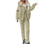 Combinaison de Ski 2 pièces pour Femme - Combinaison de Neige pour Femme - Imperméable - Veste de Snowboard - Fluffy - Épaisse - Manteau en Duvet - pour Le Ski - Veste matelassée