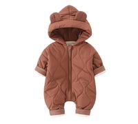 Combinaison De Ski Bébé 0-24 Mois Fleece Hiver À Capuche Barboteuse Jumpsuit avec Gants Coupe-Vent Rembourré 0-12 Mois Nouveau-Né Outwear Ensemble