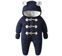 Combinaison De Ski Bébé 0-24 Mois Polaire Hiver Chaud De Neige Doublé Barboteuse Habit De Neige Couleur Unie Rembourré Étanche avec Gants Col De Fourrure Coupe-Vent Nouveau-Né Tenues