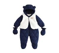 Combinaison de Ski Enfant Combinaisons de Neige Hiver Barboteuses à Capuche Duvet Fille Garçon Doudoune à Capuche avec Manches Longues Veste Étanche Amovible Col de Fourrure Coupe-Vent Tenues