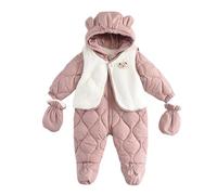 Combinaison de Ski Enfant Combinaisons de Neige Hiver Barboteuses à Capuche Duvet Fille Garçon Doudoune à Capuche avec Manches Longues Veste Étanche Amovible Col de Fourrure Coupe-Vent Tenues