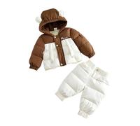 Combinaison de Ski Enfant Combinaisons de Neige Hiver Barboteuses à Capuche Duvet Fille Garçon Doudoune à Capuche avec Manches Longues Veste Étanche Amovible Col de Fourrure Coupe-Vent Tenues