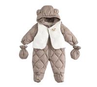 Combinaison de Ski Enfant Combinaisons de Neige Hiver Barboteuses à Capuche Duvet Fille Garçon Doudoune à Capuche avec Manches Longues Veste Étanche Amovible Col de Fourrure Coupe-Vent Tenues