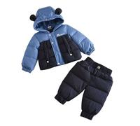 Combinaison de Ski Enfant Combinaisons de Neige Hiver Barboteuses à Capuche Duvet Fille Garçon Doudoune à Capuche avec Manches Longues Veste Étanche Amovible Col de Fourrure Coupe-Vent Tenues