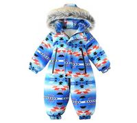 Combinaison de Ski Enfant Fille Barboteuses Thermique Confortable avec Imprimé Doudoune à Capuche Combinaison de Neige Barboteuse pour La Vie Quotidienne, Les Activités de Plein Air