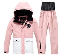 Combinaison de Ski Enfant Manteau et Pantalons Epaisse Imperméable Coup Vent pour Fille Garçon Vêtements de Neige Tenue de Ski Imperméable Combinaisons de Neige pour 3-12 ans Cadeau