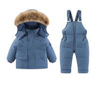 Combinaison de Ski Enfants Garçons Fille - Doudoune à Capuche + Pantalon de Ski, Enfant 2 Pièces Ensemble de Combinaison de Neige Hiver Manteau de Duvet Pantalon de neig 24 Mois- 6 Ans