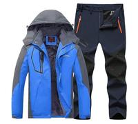Combinaison de ski pour femme et homme - 2 pièces - Vêtement de ski d'extérieur - Coupe-vent - Avec capuche - Respirant - Veste softshell - Pantalon de neige - Hiver - Snowboard - Combinaison de ski -