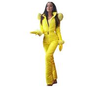 Combinaison de Ski pour Femme Une Pièce Combinaison de Neige Chaude Combinaison de Ski Hiver Imperméable Veste de Snowboard Longue Combinaison de Ski pour Sports de Neige Capuche en Plein Air