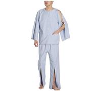 Combinaison De Soins À Manches Longues For Homme, Avec Fermeture Éclair Double Curseur, Idéale For Les Patients Âgés, Handicapés Ou Sous Dialyse(Blue,M)