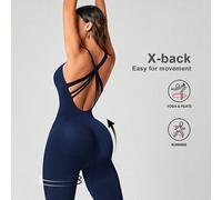 Combinaison de sport dos nu à entrelacs pleine L,M,SUnicoloreÉtoffe