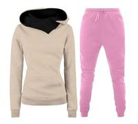 Combinaison de sport pour femme élastique respirant survêtement sport sport décontracté sweat à capuche et pantalon de jogging élégant complet deux pièces hiver gymnastique couleur unie ensemble