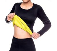 Combinaison de sudation pour femme en néoprène pour perte de poids - T-shirt d'entraînement gainant avec fermeture éclair - Veste de fitness à manches longues - Haut gainant pour la gym