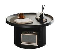 Combinaison de Table Basse Créative, Petite Table D'appoint avec Espace de Rangement, Cadre en Acier Au Carbone, Structure Stable, Convient Au Salon, Au Balcon, Au Bureau(Black,Large)