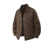 Combinaison de travail grande taille veste cargo pour homme cardigan boutonné veste moto blazer sport trench homme noir manches longues automne ligne brillante, Café, XL