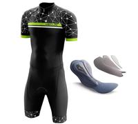Combinaison de Triathlon pour Homme＋Professionnel de compétition Rembourré-Trisuit léger Courtes Manches pour Duathlon,Natation,Cyclisme,Course de vélo,vêtements de Cycliste (TYP-12,3XL)