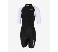 Combinaison de triathlon Zone3 Lava Long Distance Full Zip manche courte noir blanc femme - S