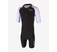 Combinaison de triathlon Zone3 Lava Long Distance Full Zip manche courte noir blanc - M