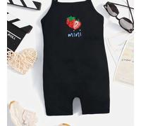 Combinaison débardeur décontractée pour bébé fille, imprimé floral mini rayures noir et blanc, graffiti Y2K kawaii mignon, tenue d'été assortie pour la famille 6-9M,9-12M,12-18M,18-24M,2-3YFruits & lé