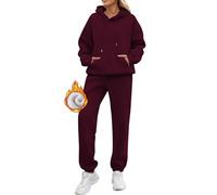 Combinaison d'entraînement en polaire pour femmes - Ensemble d'hiver - Jogging uni - Deux pièces - Tenue chaude - Ensemble de vêtements en polaire - Hoodie - Jogger - Survêtement oversize - Pantalon