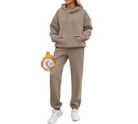 Combinaison d'entraînement pour Femme Set Hiver en Polaire Jogging - Uni Deux Pièces Tenue Chaude en Tissu Polaire Vêtement Ensemble Hoodie Jogger Combinaison d'entraînement Oversize Costume Sport