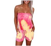 Combinaison d'été courte sans bretelles sans manches pour femme - Pantalon de mariée pour mariage, rose vif, L