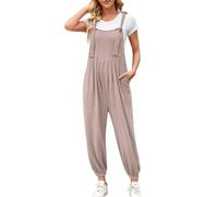 Combinaison d'été élégante pour femme - Salopette sans manches - Grandes tailles - Pantalon de travail léger et ample - Une pièce classique - Bretelles - Avec poches - Combinaison d'été confortable et