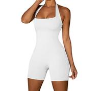 Combinaison d'été pour femme enceinte - Dos nu - Pour le yoga - Sans coutures - Combinaison moulante et sexy - Combinaison spaghetti - Couleur unie - Élégante combinaison de survêtement une pièce,