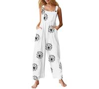 Combinaison D'Été Sans Manches Pour Femme Imprimé Avec Poches Salopette Chic Et Élégant Décontractés Respirant Jumpsuit Jambe Large Longue Overall Confortable Ample Rompers Large Taille Barboteuse