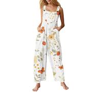 Combinaison D'Été Sans Manches Pour Femme Imprimé Avec Poches Salopette Chic Et Élégant Décontractés Respirant Jumpsuit Jambe Large Longue Overall Confortable Ample Rompers Large Taille Barboteuse