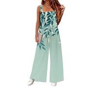 Combinaison D'Été sans Manches pour Femme Imprimé Décontractés Salopette Confortable Grande Taille Rompers Ample Classique Jumpsuit Jambe Large Longue Playsuit Surdimensionné Overall avec Poches