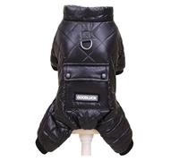 Combinaison d'hiver chaude et épaisse pour chihuahua, manteau imperméable à capuche pour chihuahua, combinaison pour chiot, veste pour caniche, noir chance, taille L